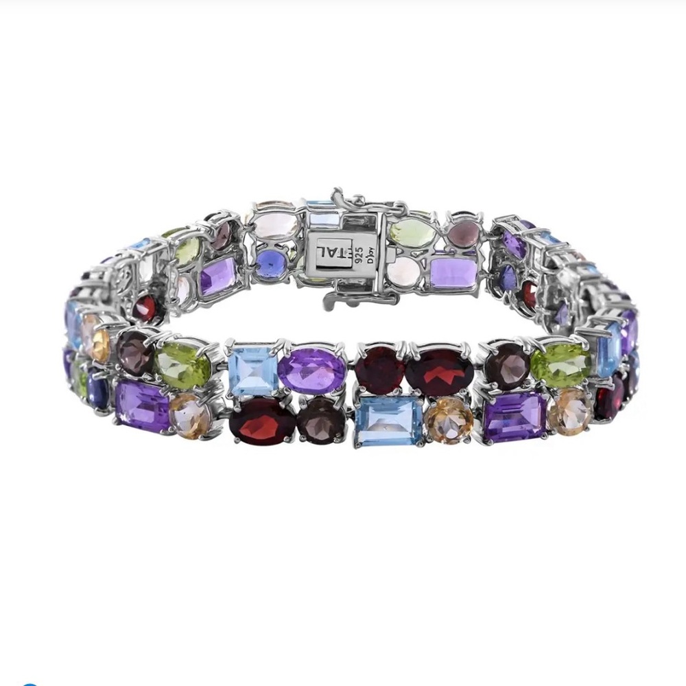 Multi Gemstone 2 Row Tennis Bracet